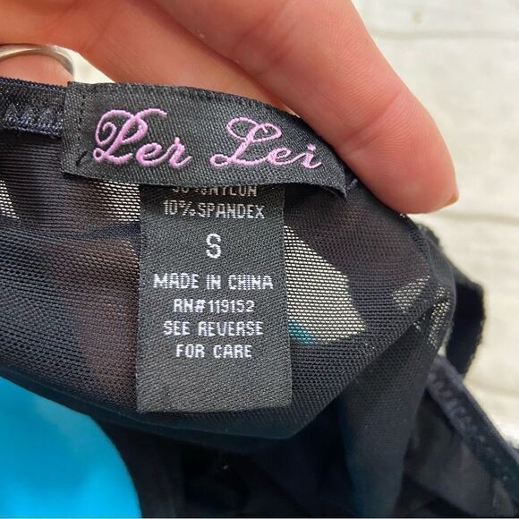 Per Lei Brand black and Turquoise Teddy Nightgown Size Small - Picture 11 of 11